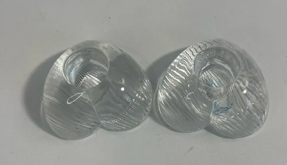 Vintage Toscany Candle Holders Taper Heart Shape Clear Glass Japan